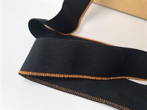 Luksus elastik - sort med orange kant, 36 mm